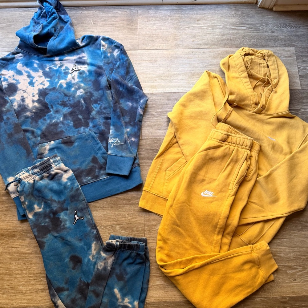 Nike And JordanBlue Tie-Dye Hoodie and Joggers Set